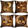 Ethnic Golden Moon Pillowcase Festive Home Decoration Lantern Seat Pillow Living Room Home Sofa Hug