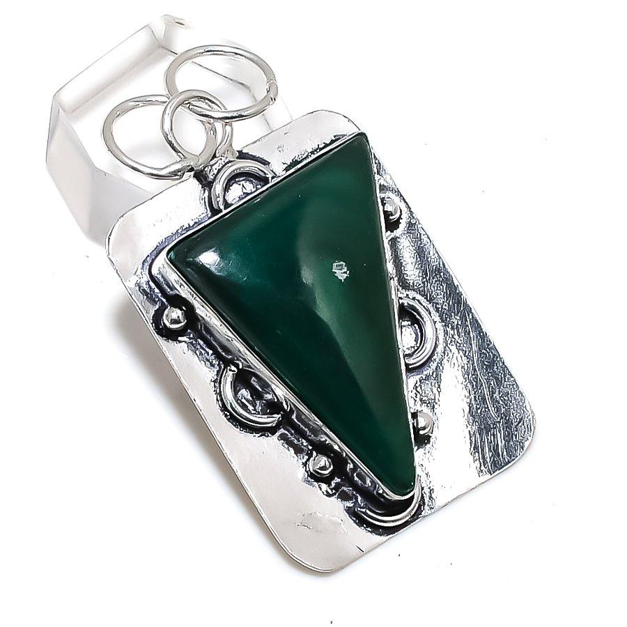 Ювелирный кулон из натурального малахита 925 пробы из серебра 2,17 дюйма z9g20