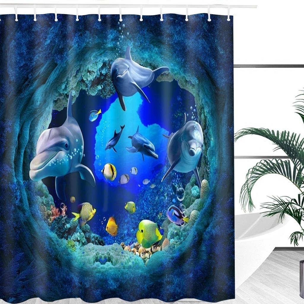New Fashion 4Pcs/Set Shower Curtain Bathroom Waterproof Floor Rug Lid Toilet Cover Bath Mat Set