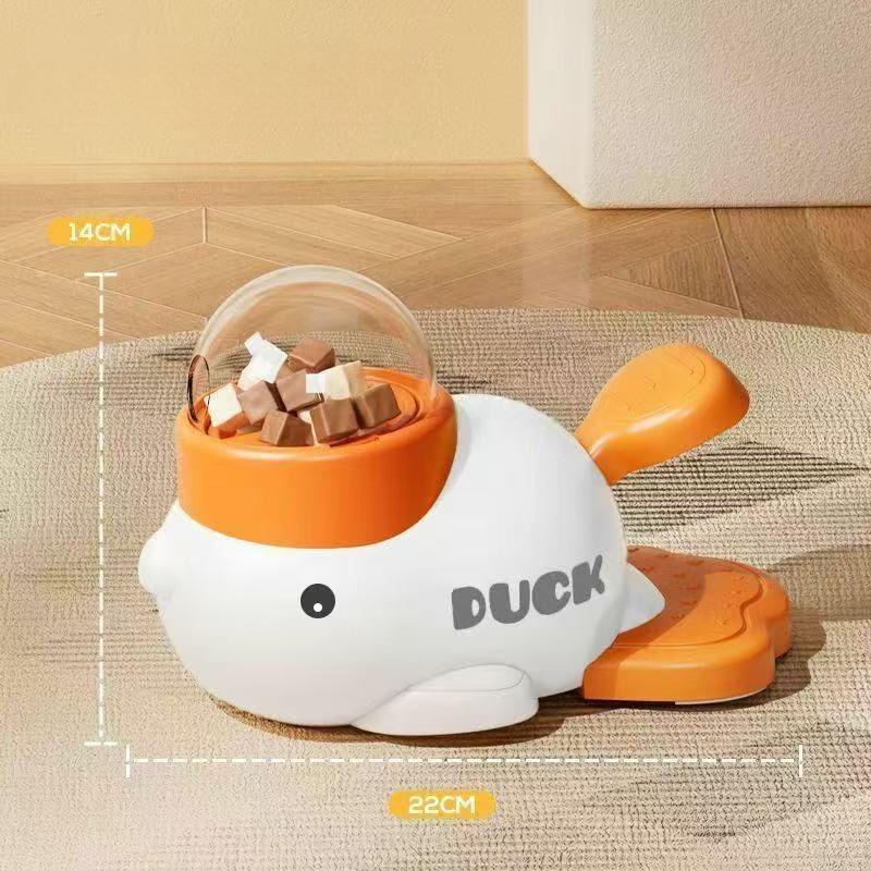 2-in-1 Interactive Dog Toy Pet Automatic Food Treat Dispenser Cartoon Duck Design Slow Food Pet Snack Feeder for Dog Training