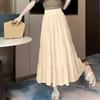 Women Summer Skirt Elastic High Waist Stitching Large Hem Skirt Solid Color Loose Fit Casual Skirt Streetwear