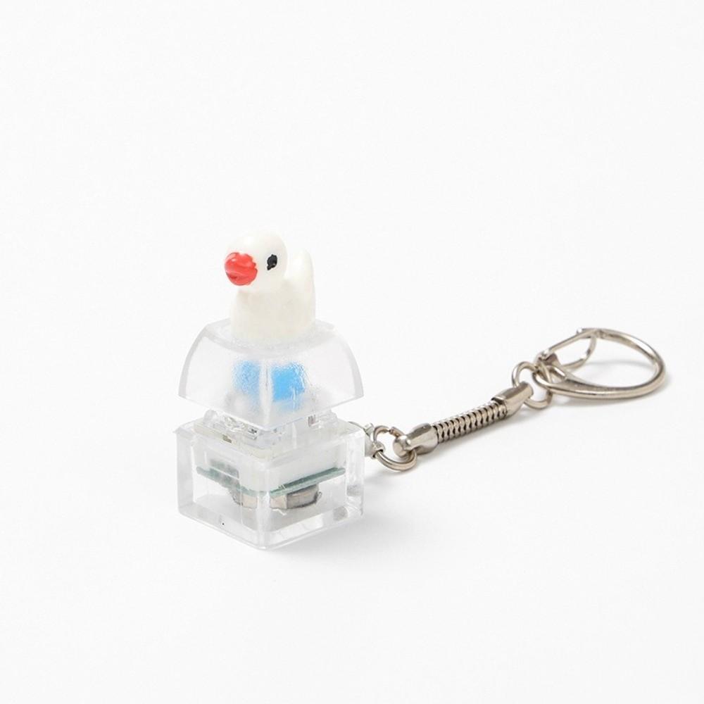 Press Light Clicking Duck Keychain Translucent Button Clicker Keyring Bag Pendant