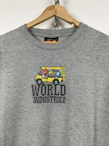 Unisex shirt Cotton Oversize Large Size De Skate Gris De World Industries De Los Años 2000,
