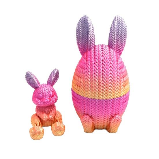 2 шт. Пасхальное яйцо с пасхальным кроликом внутри, напечатанное на 3D-принтере, предварительно наполненное для пасхальной корзины