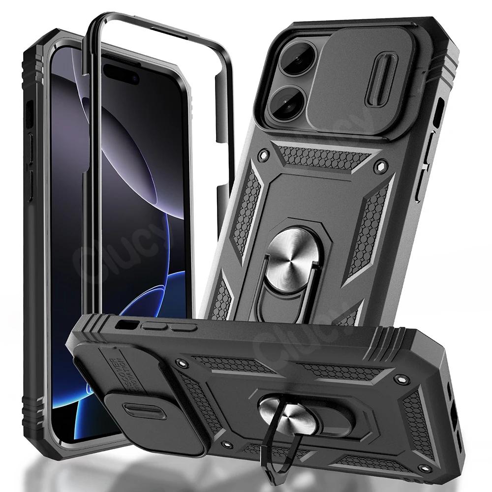 Чехол для 16 15 14 Pro Max 13 12 11 Pro Plus 360 Полная Защита Прочный Защитный Слайдер Защитное Кольцо для Камеры Чехол