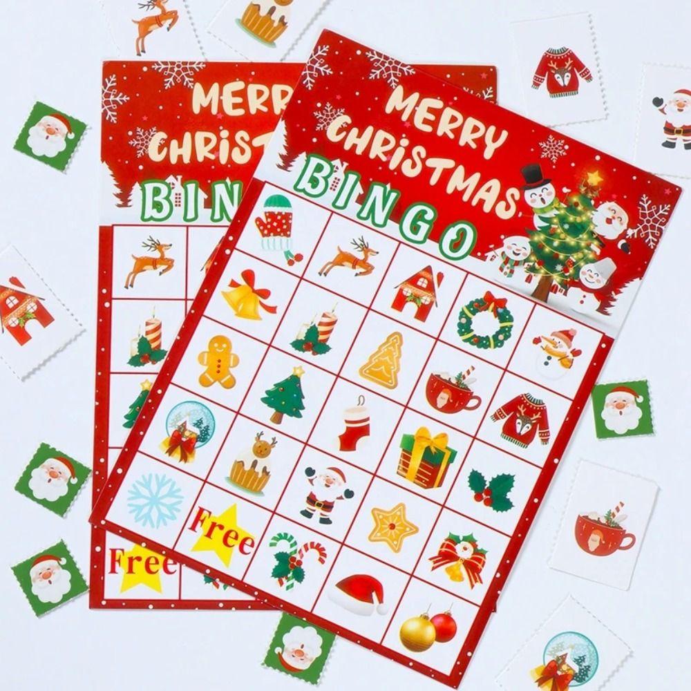 Reward Stickers Christmas Bingo Game Reusable Bingo Toys Set Children Gifts