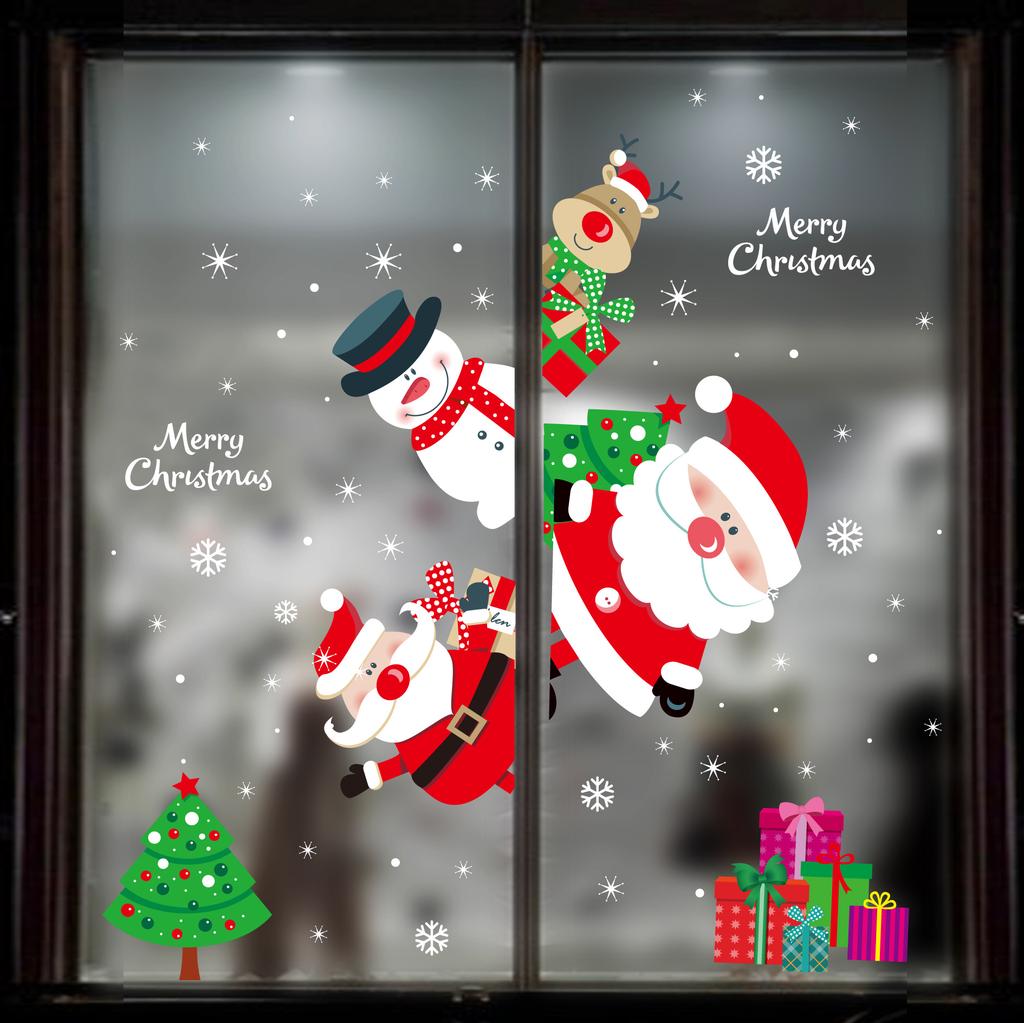 Merry Christmas Window Stickers Christmas Decorations for Home Wall Glass Stickers New Year Home Decals Decor