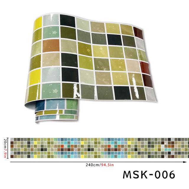 Красочные мозаичные наклейки на настенную плитку и самоклеящиеся съемные наклейки на плитку для ванной комнаты и кухни, водонепроницаемая мозаичная декоративная наклейка в рулоне 20*240 см