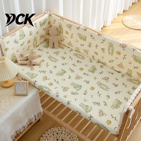 Safe Crib Side Guard Breathable Bumper Pad for Toddler Bed, Soft Cotton Bed Rail Protective Wrap Infants Protector with Secure Straps, Washable