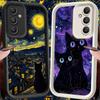 Черный Чехол-Бампер 'Ночная Звезда Кошка' для Samsung Galaxy S26 Ultra S25 S23 FE S22 S25 Edge S21 S24Ultra S20FE S24 Plus