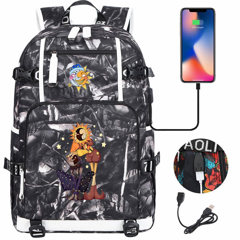 Game Moon Sun Print Teen Student Backpack Unisex Casual Large Capacity Travel Bookbag