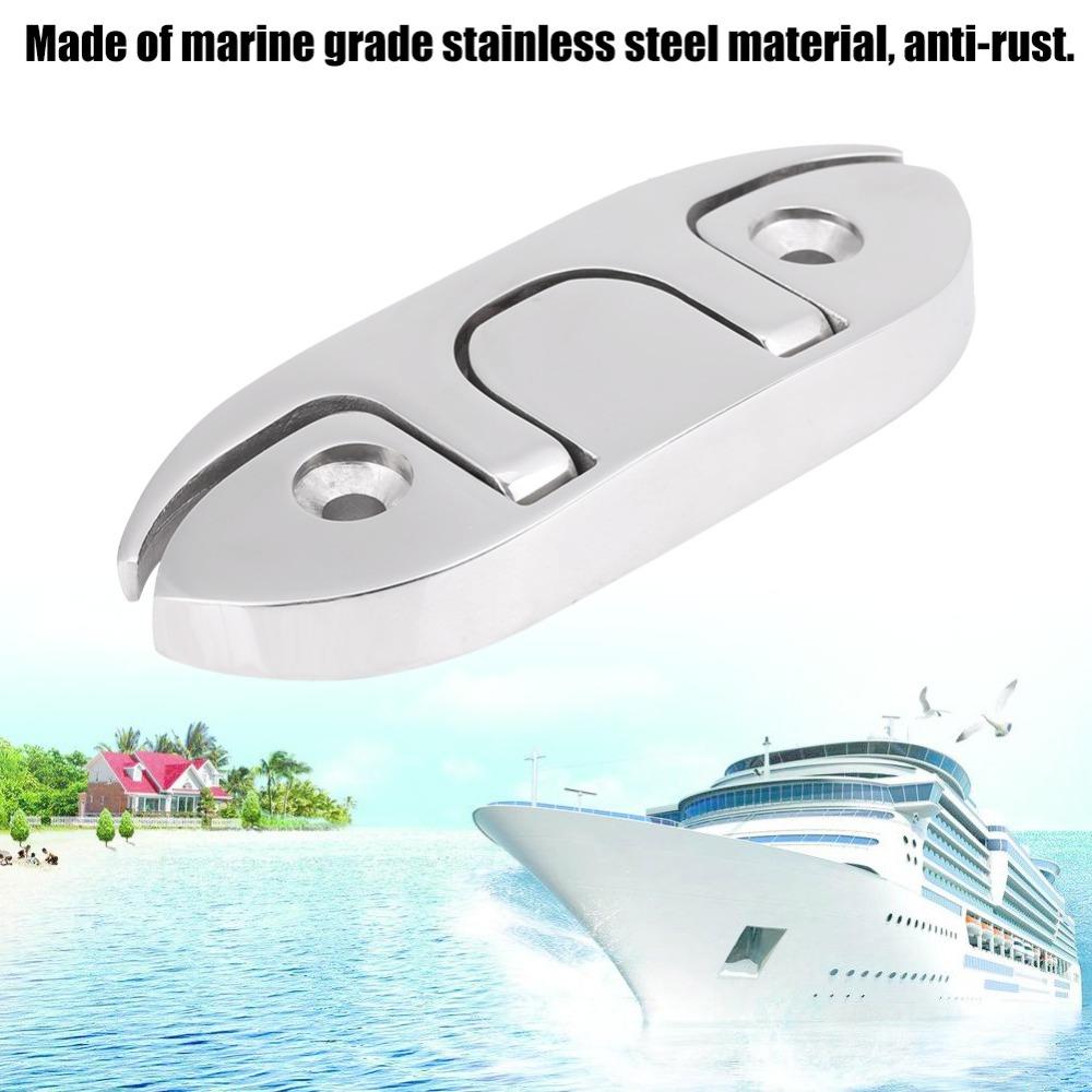 Marine Grade 316 Stainless Steel Marine Boat Cleat Flip Up 4‑1/2" Size Folding Cleat Folding Rope Cleat Boat Use 3