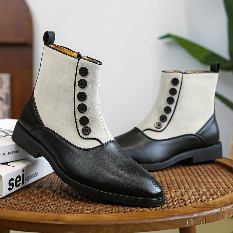 Модные мужские ботинки Оригинальные ботинки челси с боковой молнией и пряжкой Британские ретро-ботинки из анти-велюра Размер 38-46 Мужские ботинки