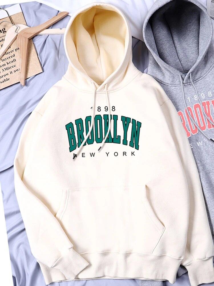 Мужские толстовки с длинными рукавами «Бруклин 1898», Нью-Йорк, США, женские толстовки с принтом, осенне-зимняя толстовка, одежда, свободная толстовка большого размера