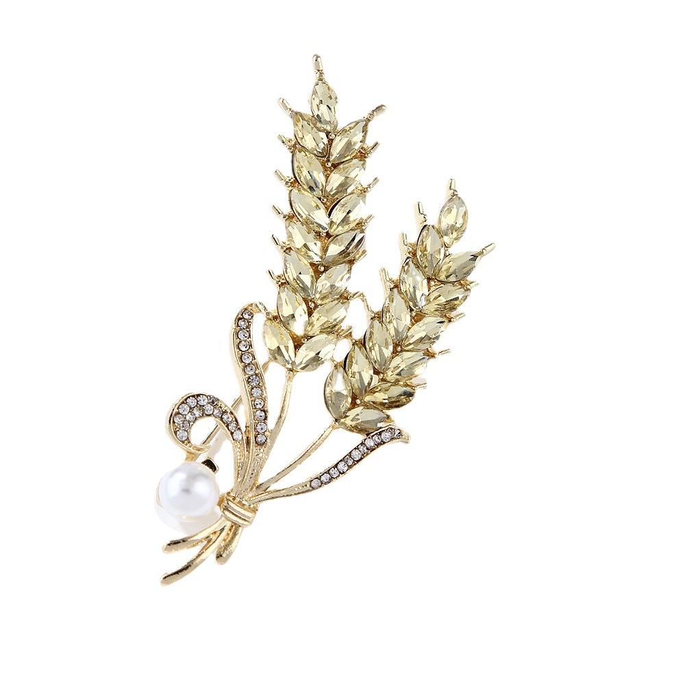 Золотая брошь в виде пшеницы, женская нежная брошь в виде пшеницы со стразами, профессиональная брошь в виде пшеницы, аксессуары для костюмов, оптовая продажа