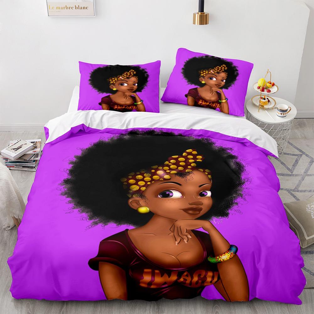 African Girls Bedding Sets Quilt Bed Cover Comforter Duvet Cover Pillow Case 2-3 Pieces Sets Kids Adult Bedroom Decoration