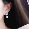 Серьги-подвески из стерлингового серебра 925 пробы, элегантные, с яркими фианитами, жемчугом, женские, модные, нежные, свадебные, свадебные украшения