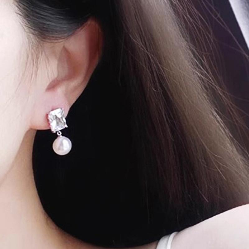 Серьги-подвески из стерлингового серебра 925 пробы, элегантные, с яркими фианитами, жемчугом, женские, модные, нежные, свадебные, свадебные украшения