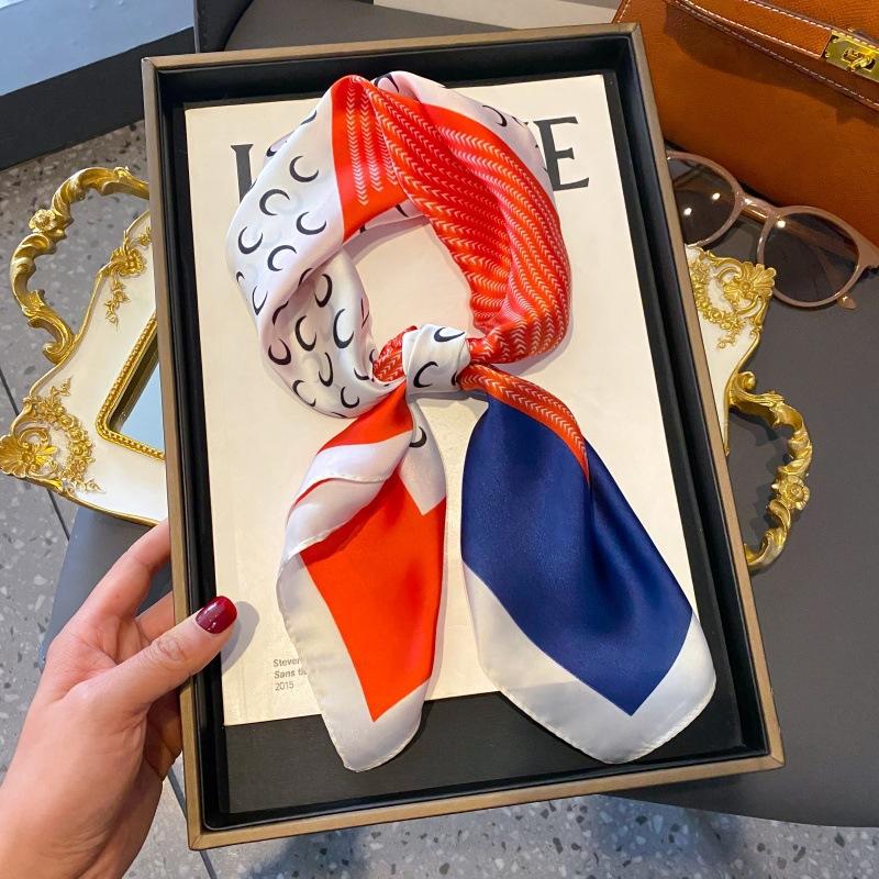 High-end large square scarf silk scarf women's new versatile neck summer thin bag head mother scarf with shawl
