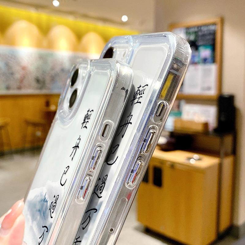 Эстетичный арт чехол для телефона в китайском стиле для iPhone 16 Чехол iPhone 13 12 14 15 Pro Max XR XS X 7 8 Plus SE 2020 Прозрачный чехол