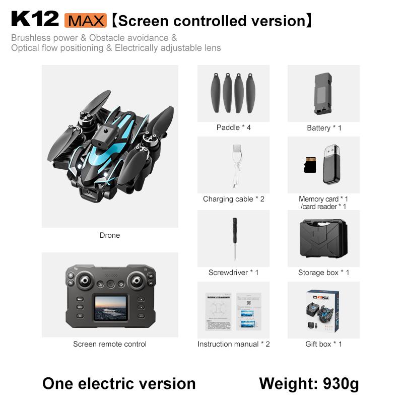 K12 Max Screen Controlled Version 4K HD Camera Brushless Motor Drone Obstacle Avoidance Foldable Quadcopter Dron RC Toy Gift