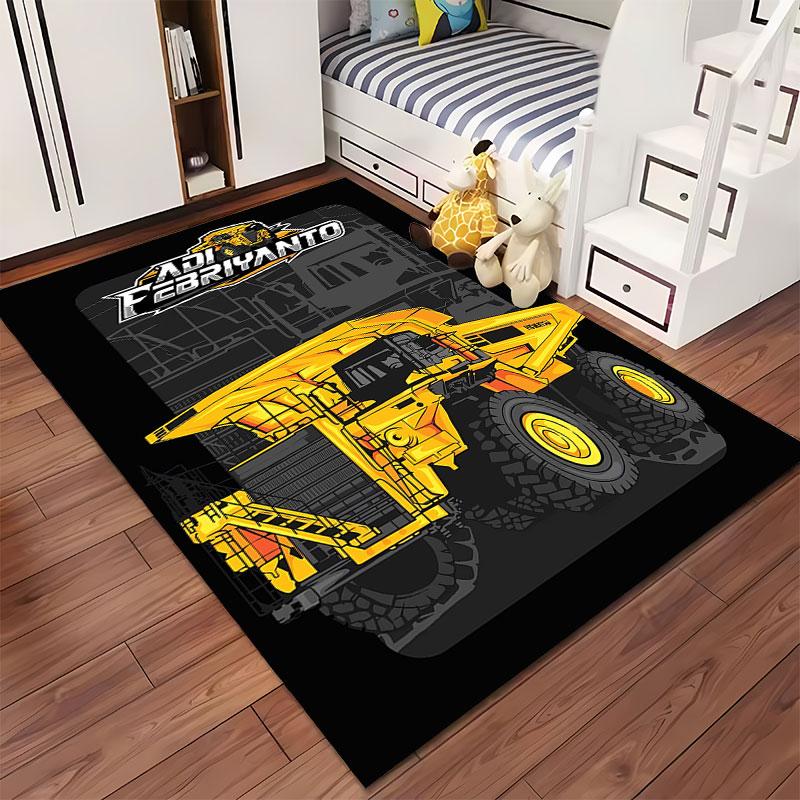 Dump Truck Graphic Carpet Design suitable as a non-slip mat for the living room or bedroom sofa