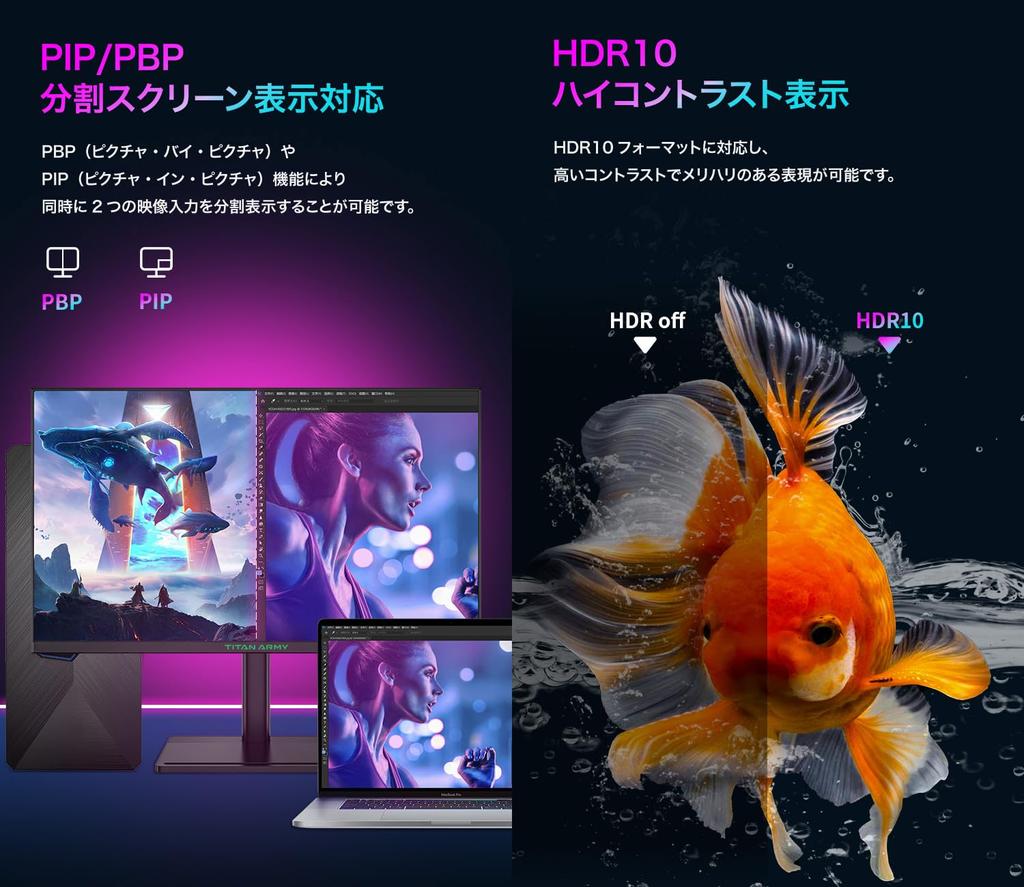 TITAN ARMY Gaming Monitor P27H2V FASTIPS 4K 160Hz 1ms Compatible with PS5VRR Flicker Free Compatible HDR10 27-inch HDMI2.1 Adaptive-Sync