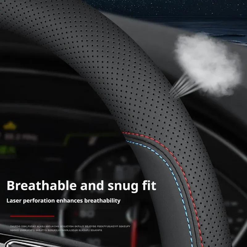 For BMW X1 X3 X5 3 5 7 Series F30 G20 G80 G26 G30 G60 G11 F48 G01 G45 G05 Leather Steering Wheel Cover Ultra-thin Accessories