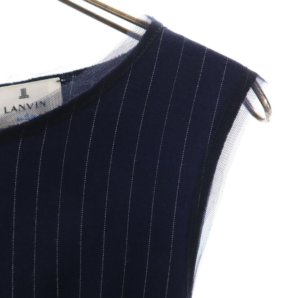 LANVIN en Bleu Made In Japan Striped Pattern No Sleeve Cut Setup 38/36 Women Used