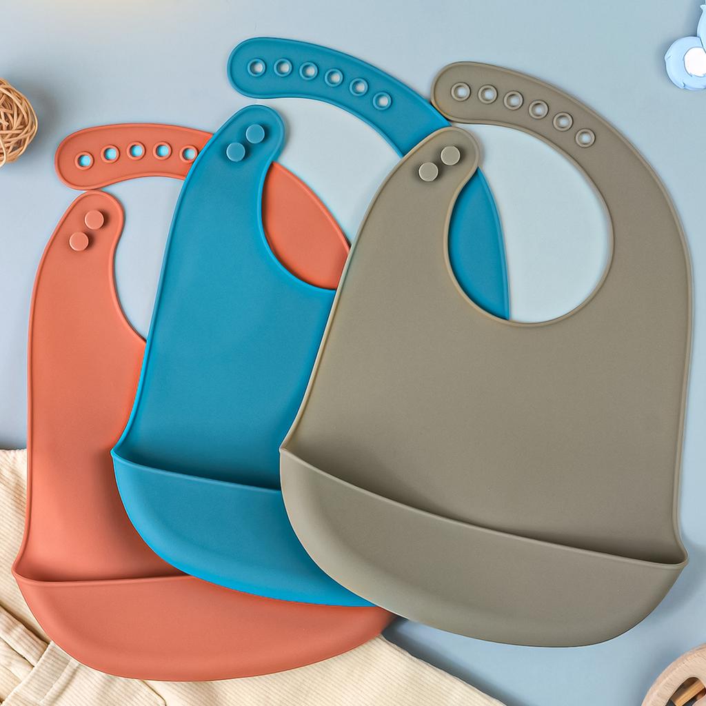 3pcs Waterproof Baby Bibs Baby Stuff Cute Kids Cartoon Bib Girl Boy Adjustable Soft Silicone Bib Baby Feeding Stuff