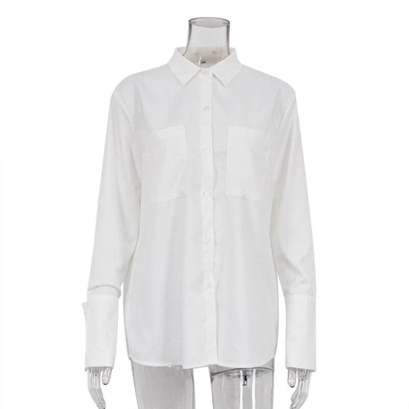 Fashion White Shirt Office Lady Tops Spring Autumn Long Sleeve Shirt Women Blouses With Pocket Loose Clothes Blusas 28016