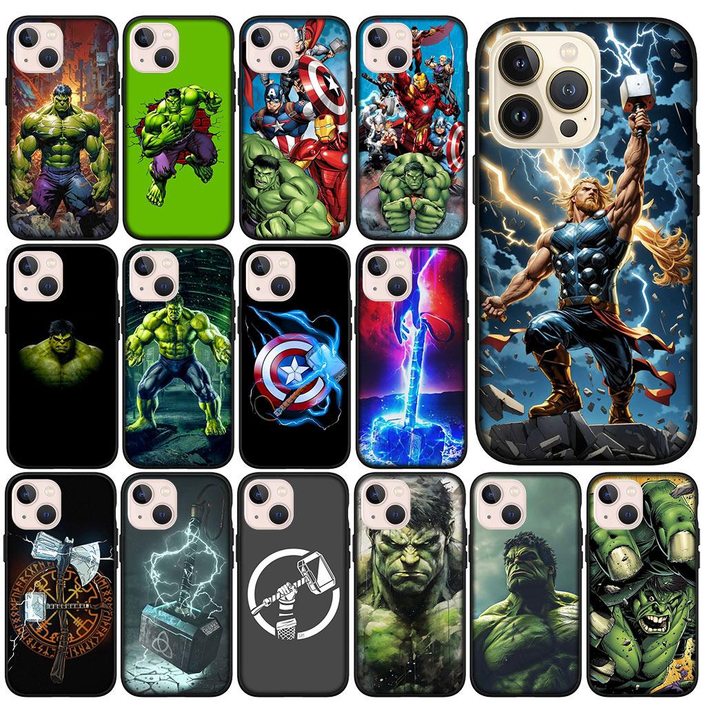 Thor Odinson Hammer Marvels Hulk Phone Cover Casing for Apple iPhone 15 14 Plus 13 12 Mini Pro Max XR + 13Pro 14+ 15+ Soft Case