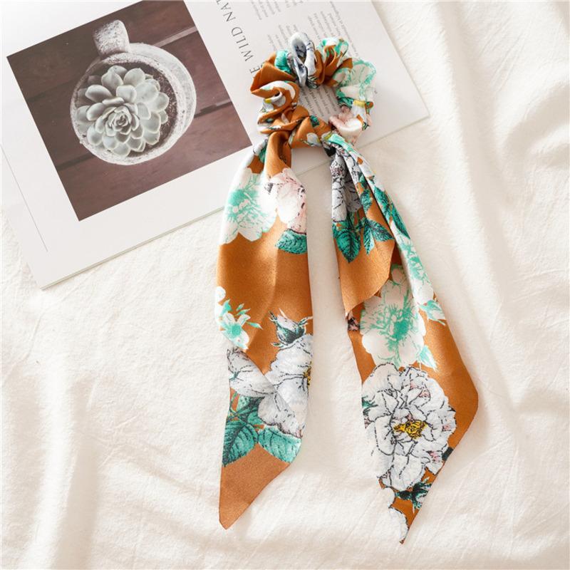 2025 New Flower Bow Hair Ribbons Scrunchies Vintage Satin Ponytail Large Hairbands Rubber Bands Headbands Women Hair Accessories