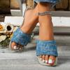 Fashion Denim Blue Summer Slippers Women Flat Luxury Outdoor Beach Flip Flops Female Sandals Trend Design Slides Shoes for Woman 2025