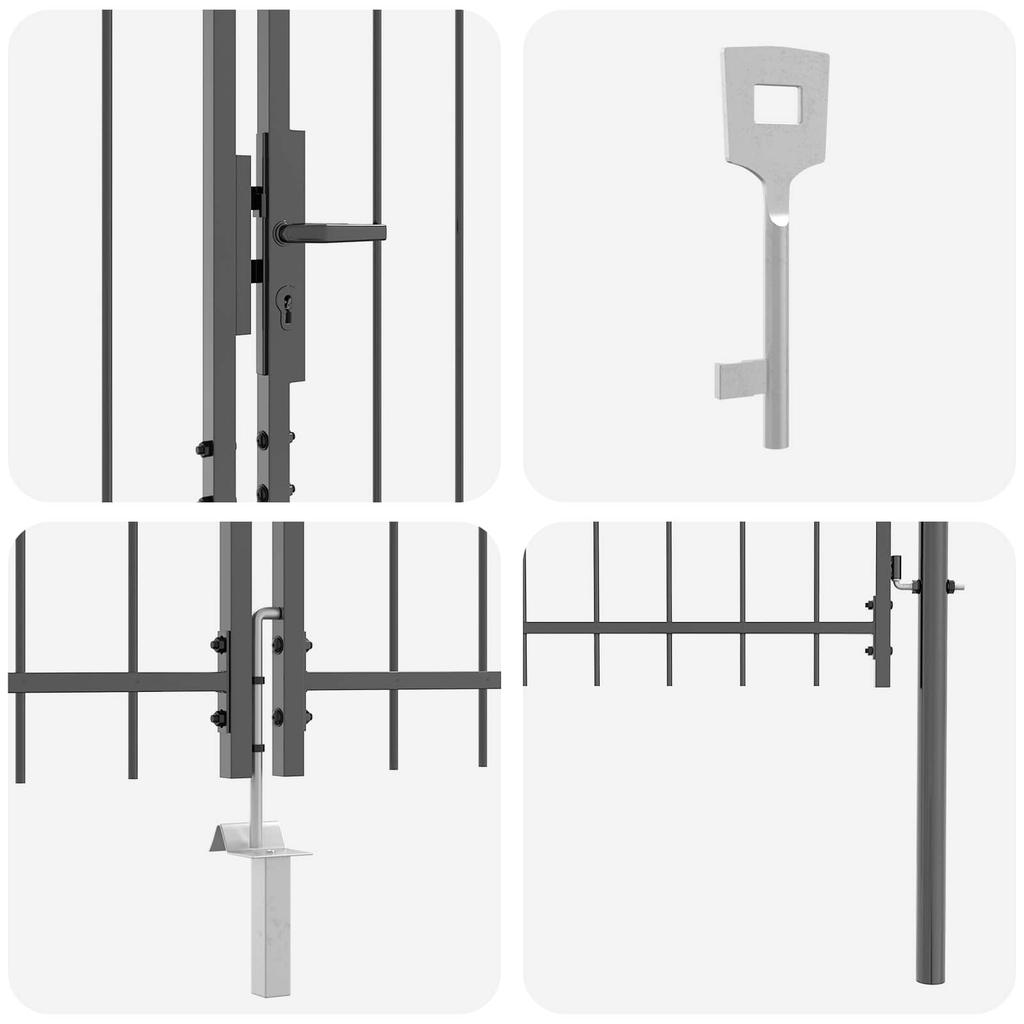 Garden Gate with Lock Woerden Gray 150 x 500 cm Steel