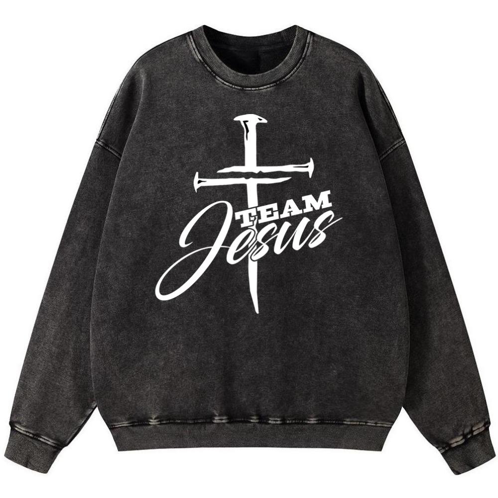 Женский винтажный хлопковый свитшот Team Jesus, тонкий пуловер, уличный худи свободного кроя, осенний повседневный