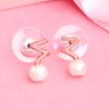 Estele Women's Sparkling Pearl Rose Gold Plated Stud Earrings