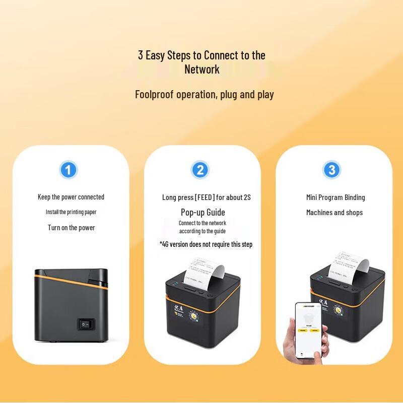 YK 4G/WiFi/Bluetooth Cloud Delivery Printer with 5-Year Free Data