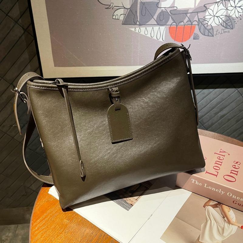Genuine Leather Women's Bag Lazy Layer Plant Tanned Cow Pitot Bag Large Capacity Single Shoulder Simple All-in-one Crossbody Bag
