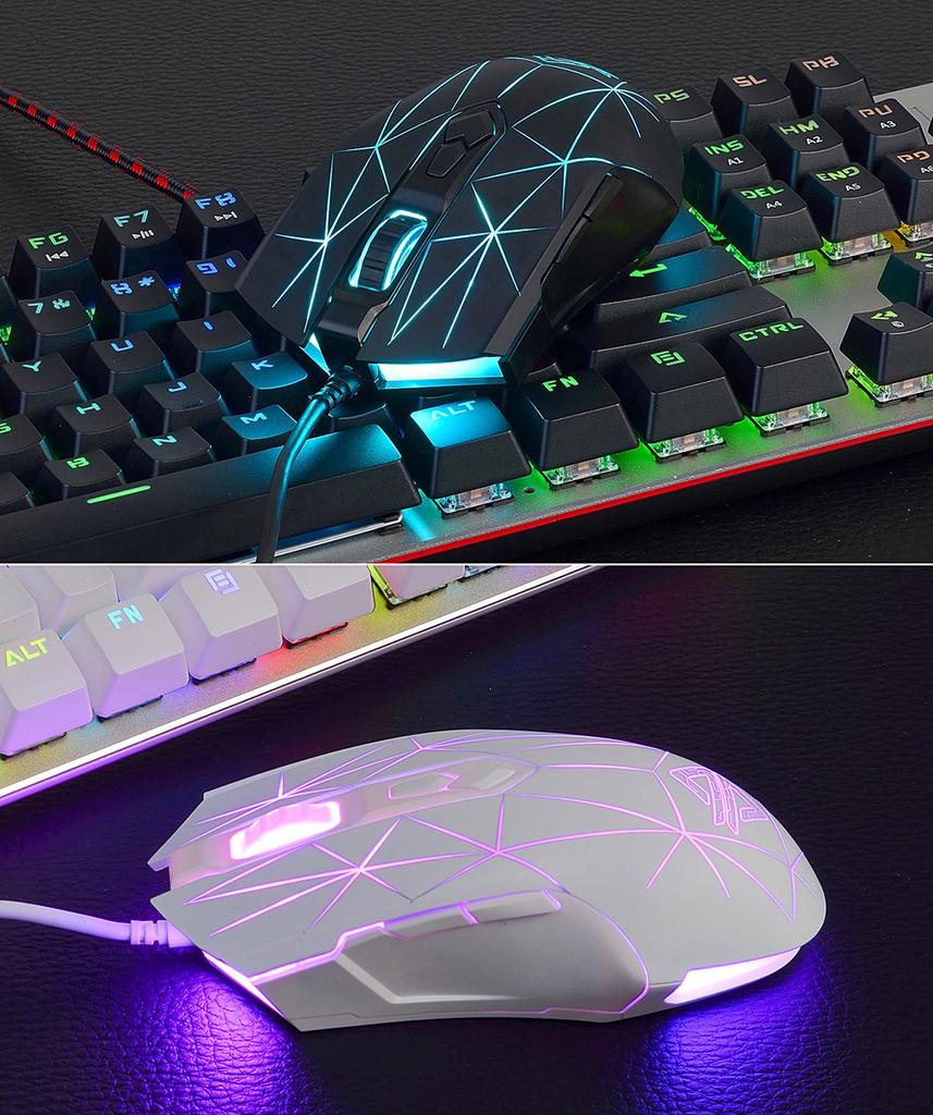 Проводная игровая мышь Ajazz AJ52 Pro для киберспорта, 7 режимов RGB-подсветки, 2500 точек на дюйм