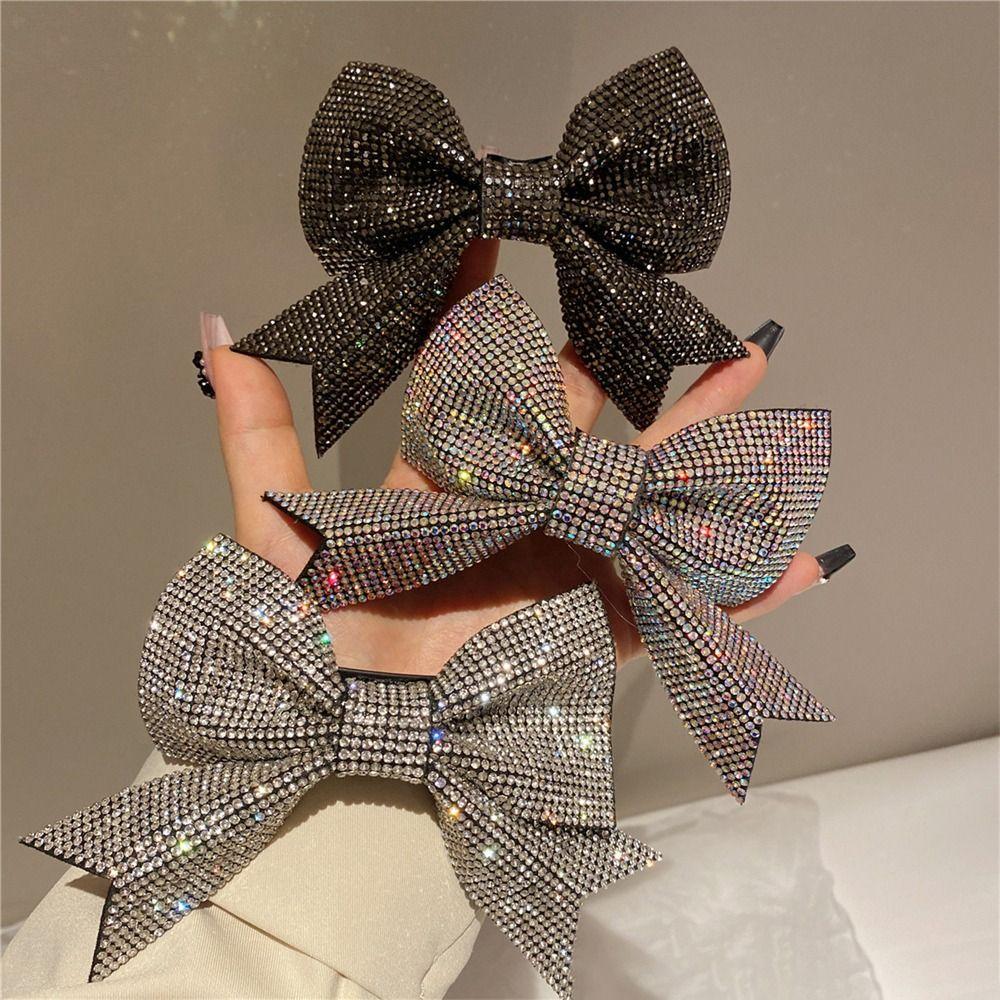 Заколки-банты с большим бантом, заколки для волос с бриллиантами для девочек, модные головные уборы для женщин