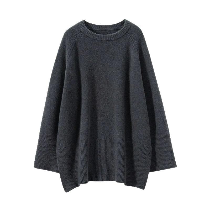 Autumn and Winter New Loose Large Size Knitted Sweater Women's Casual Lazy Style Bottomed Pullover Sweater