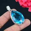 Blue Topaz Gemstone Pendant Solid 925 Sterling Silver Pendant Jewelry Gift For Unisex