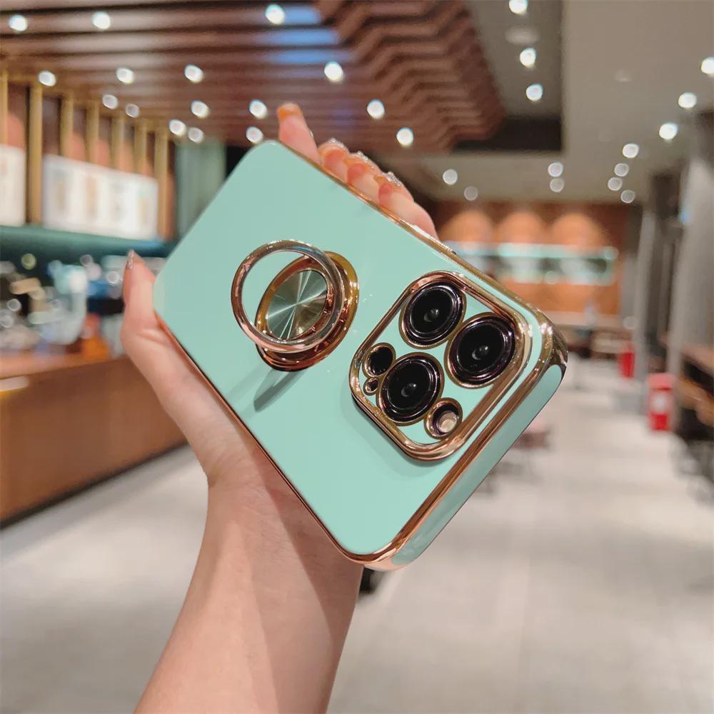 Чехол с магнитным кольцом и гальваническим покрытием для iPhone 11/12/13 Pro/14/15/XR/XS Max