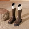 Сапоги женские зимние новые на толстой подошве, цветные, детские сапоги-рыцари, детские универсальные, но до колена, кожаные сапоги женские