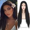 Long Straight Middle Part Wig Without Bangs Black Synthetic Heat Resistant Fiber Wig Daily Wear Cosplay