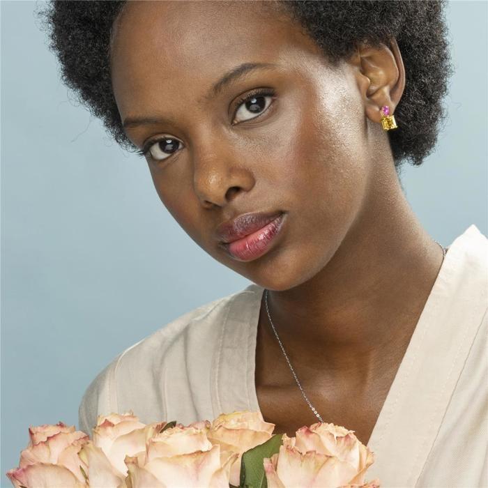 Boucles d'oreilles Luxenter en argent 925 et zircon multicolore finies en or jaune 18k - Codua