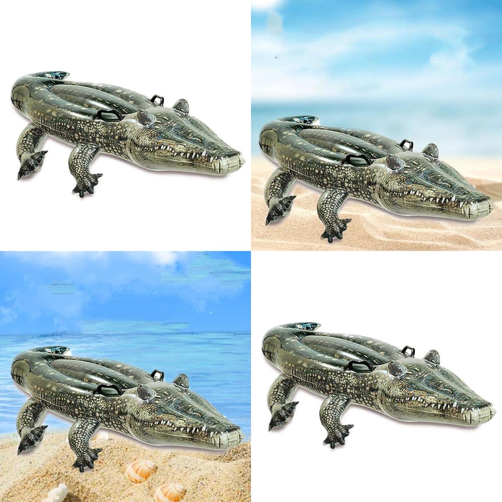 Большой надувной крокодил для плавания, надувной матрас для детей, зеленый ПВХ, кольцо-сиденье для серфинга, 155x80x31 см