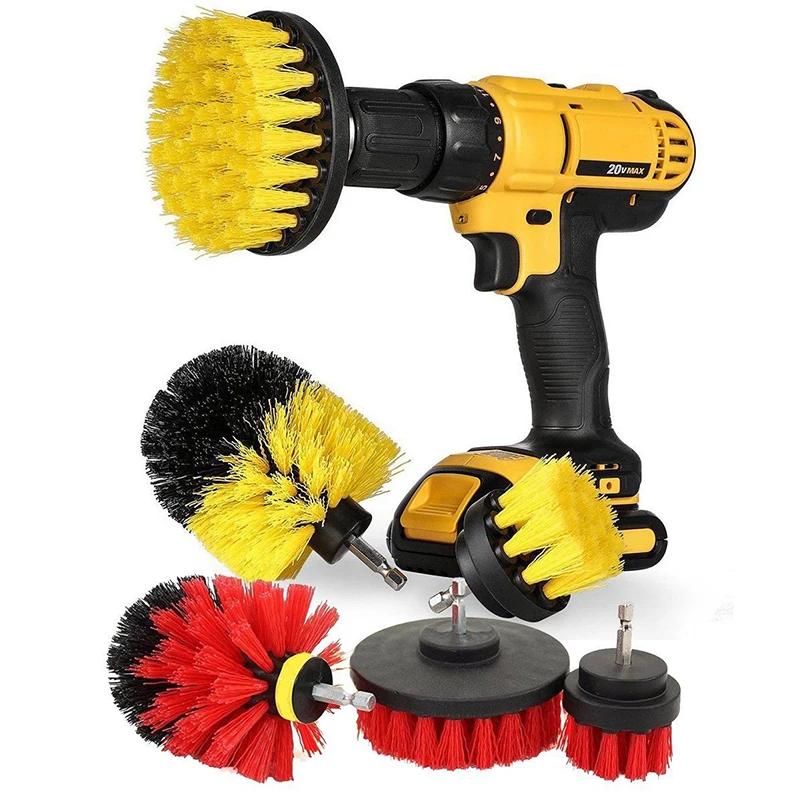 3Pcs Drill Brush Attachment Set Cordless Power Scrubber Brushes Multifunctional Cleaning Tools For Bathroom & Household Use