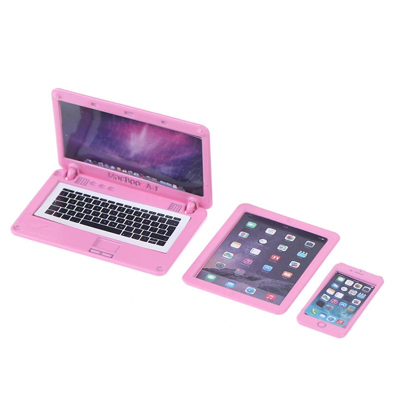 3 шт./компл., имитация мини-ноутбука, планшета, сотового телефона, кукольный домик, миниатюра 1:12 поделок из сплава, декор кукольного домика, аксессуары своими руками